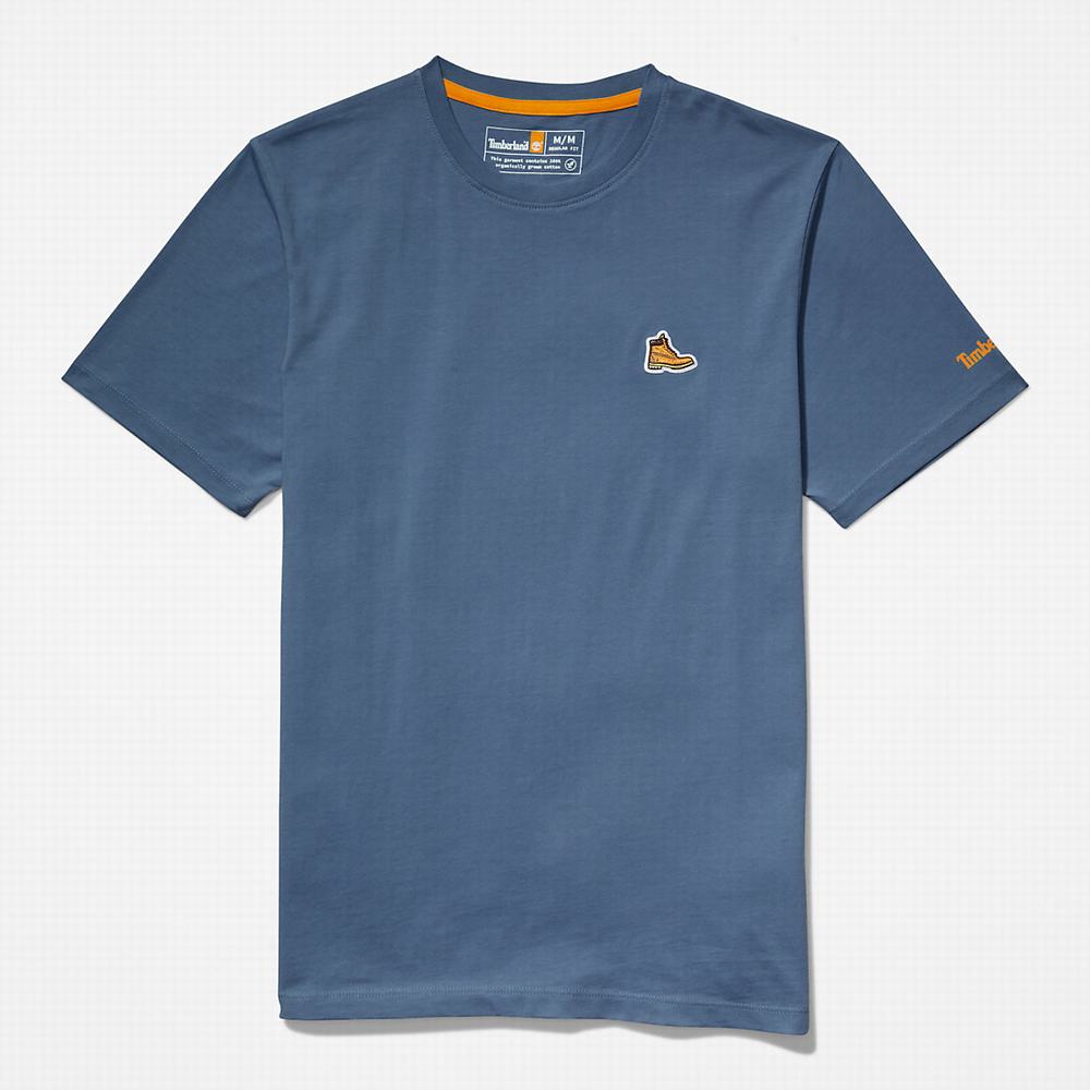 Pánské Tričko Timberland Boot-Logo T-Shirt Tmavě Blankyt | TI07452-869