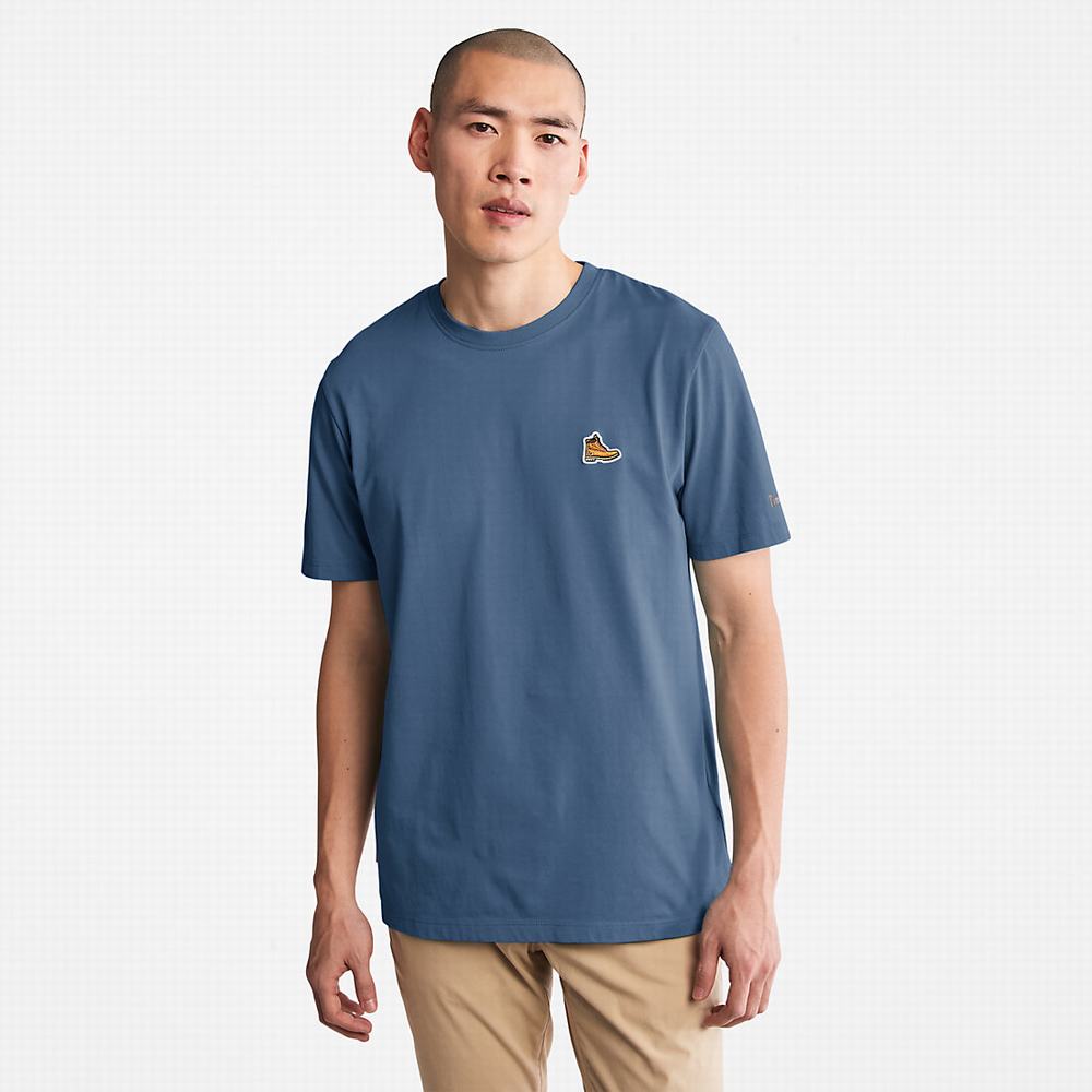 Pánské Tričko Timberland Boot-Logo T-Shirt Tmavě Blankyt | TI07452-869