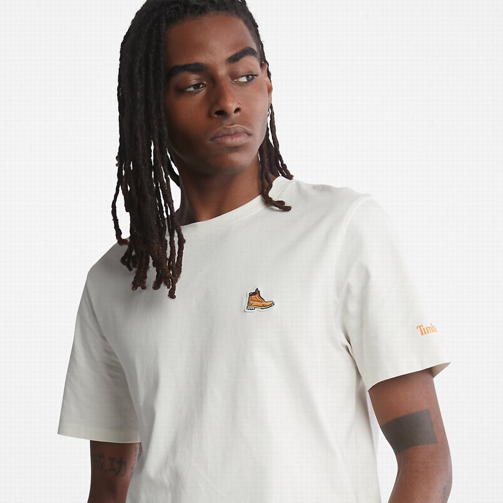 Pánské Tričko Timberland Boot-Logo T-Shirt Bílé | TI28703-804