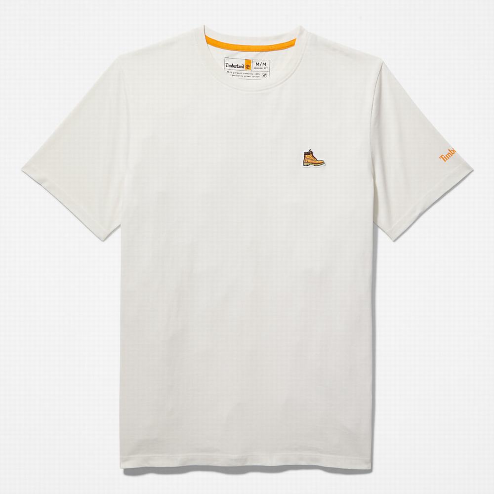 Pánské Tričko Timberland Boot-Logo T-Shirt Bílé | TI28703-804