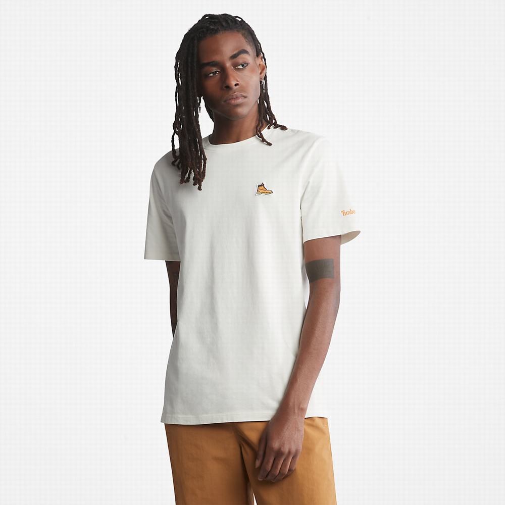Pánské Tričko Timberland Boot-Logo T-Shirt Bílé | TI28703-804