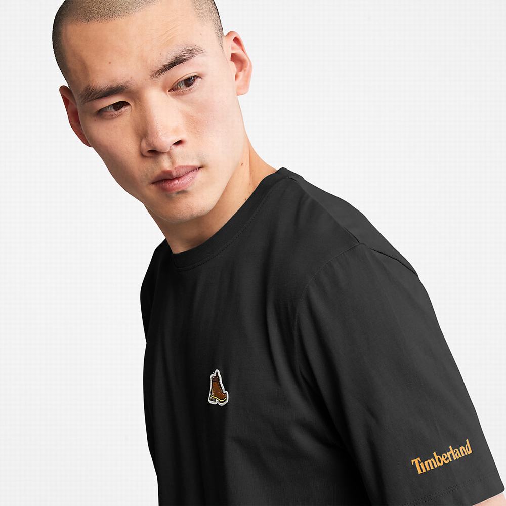 Pánské Tričko Timberland Boot Logo T-Shirt Černé | TI71683-925