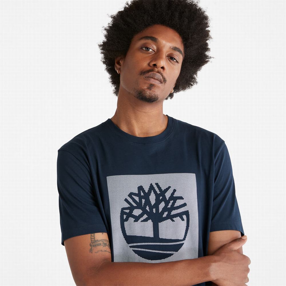 Pánské Tričko Timberland Dotted Tree-logo T-Shirt Tmavě Blankyt | TI29087-603