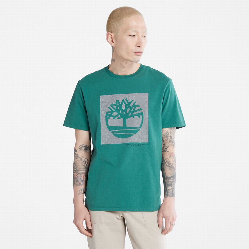 Pánské Tričko Timberland Dotted Tree-logo T-Shirt Zelene | TI38509-613