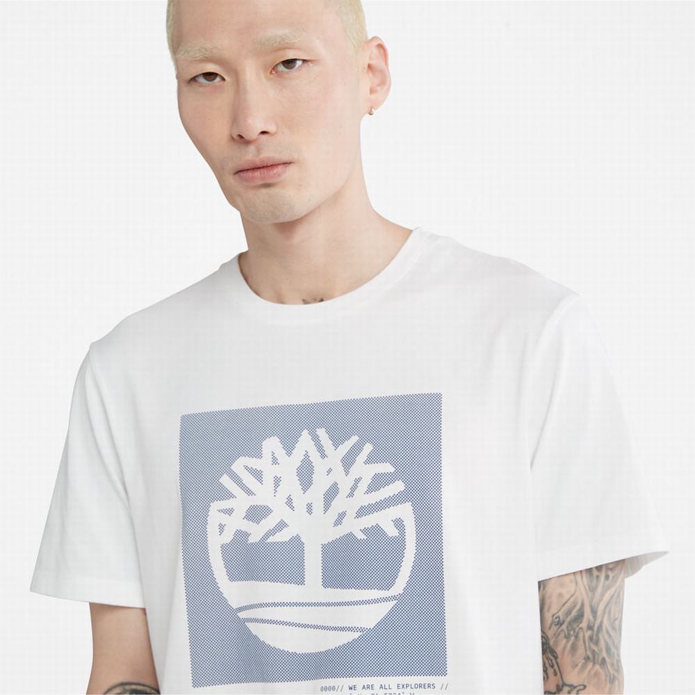 Pánské Tričko Timberland Dotted Tree-logo T-Shirt Bílé | TI96135-947
