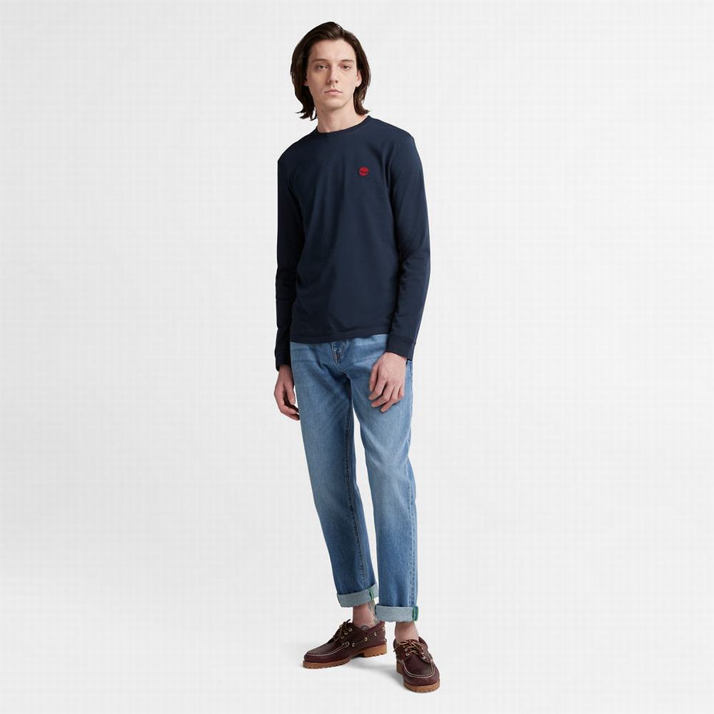 Pánské Tričko Timberland Dunstan River LS T-Shirt Tmavě Blankyt | TI01238-794