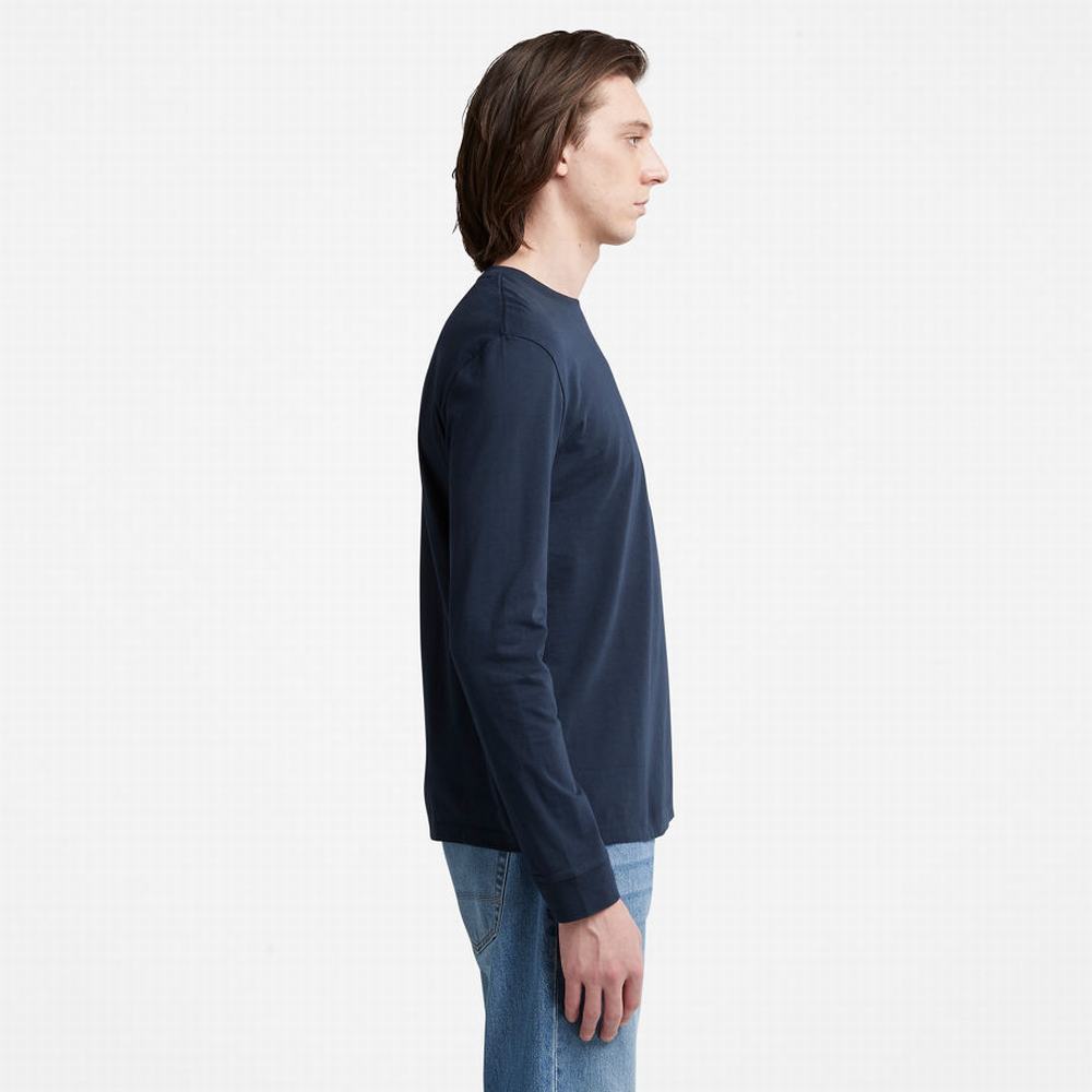 Pánské Tričko Timberland Dunstan River LS T-Shirt Tmavě Blankyt | TI01238-794