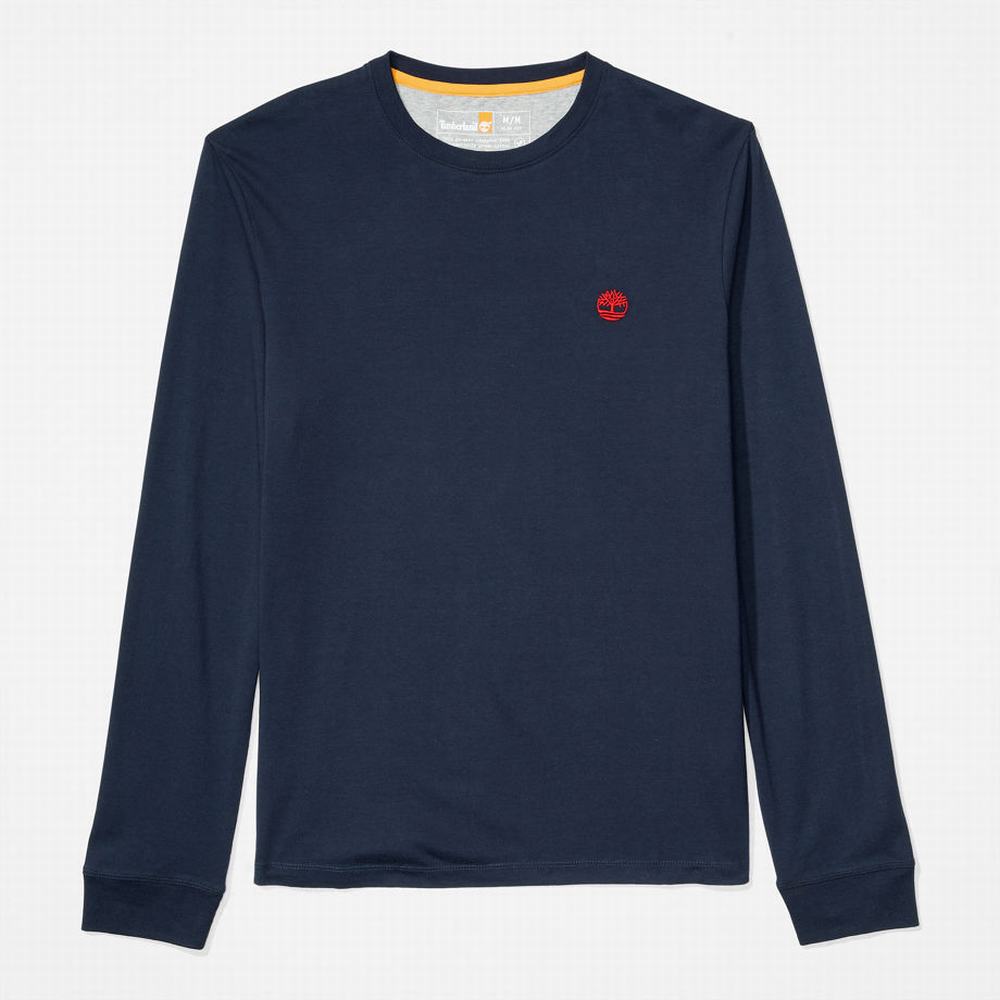 Pánské Tričko Timberland Dunstan River LS T-Shirt Tmavě Blankyt | TI01238-794