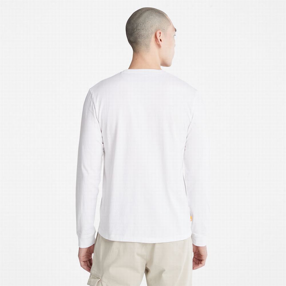 Pánské Tričko Timberland Dunstan River LS T-Shirt Bílé | TI06831-316