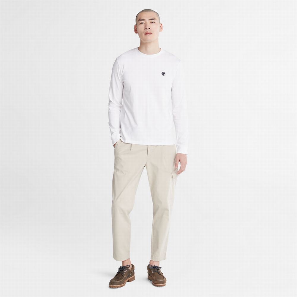 Pánské Tričko Timberland Dunstan River LS T-Shirt Bílé | TI06831-316