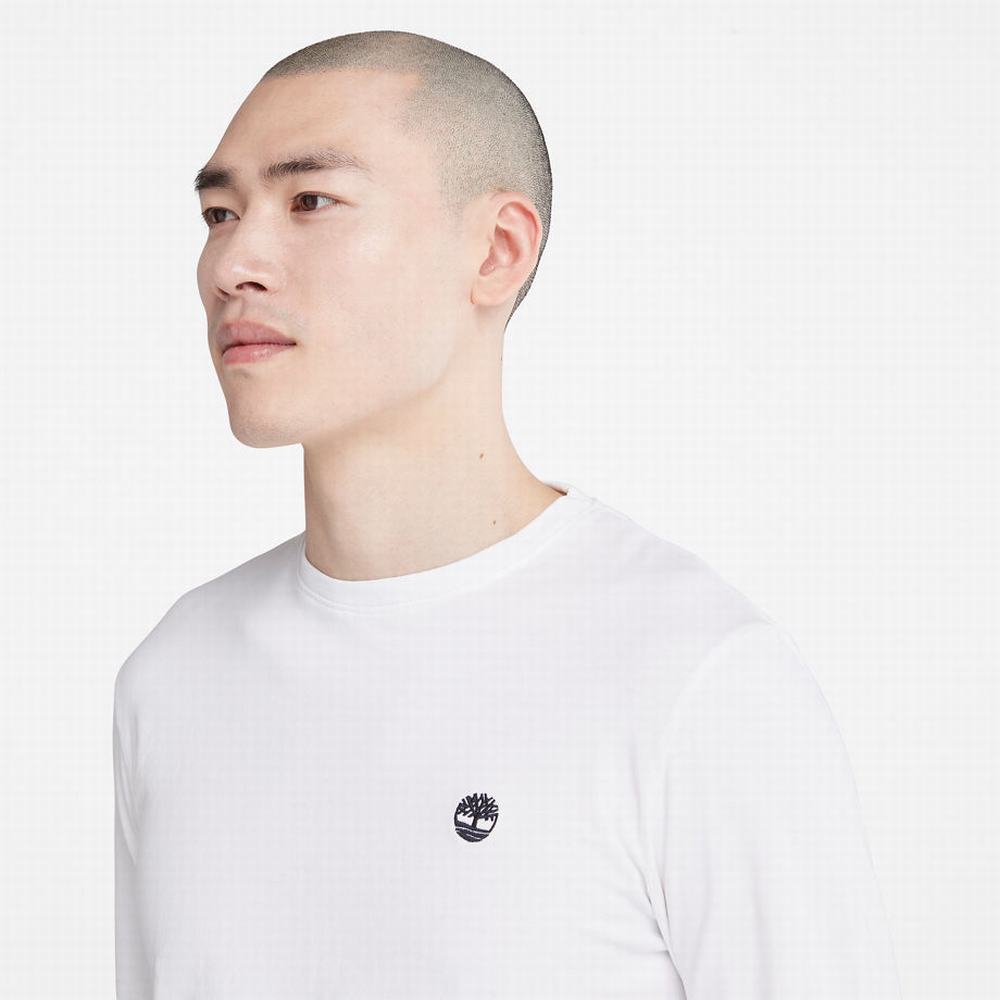 Pánské Tričko Timberland Dunstan River LS T-Shirt Bílé | TI06831-316
