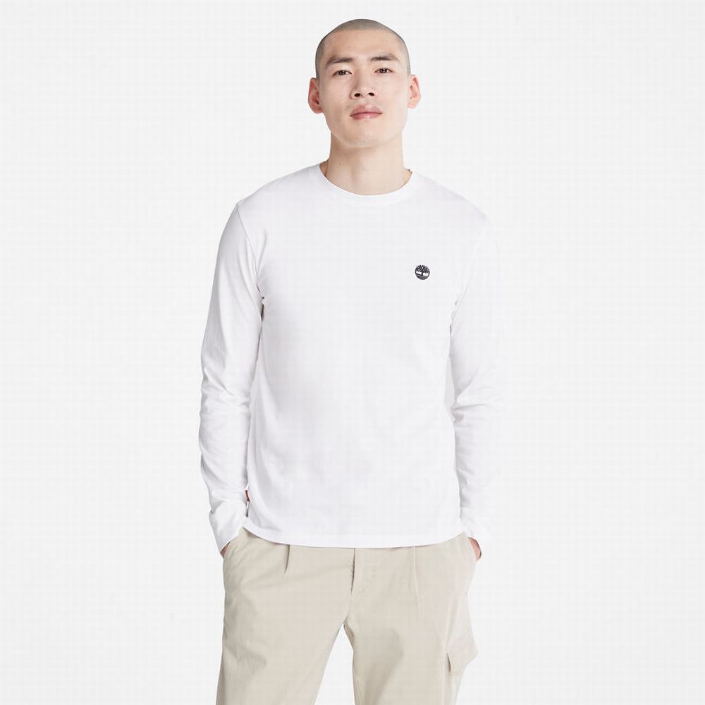Pánské Tričko Timberland Dunstan River LS T-Shirt Bílé | TI06831-316