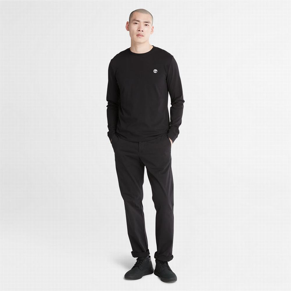 Pánské Tričko Timberland Dunstan River LS T-Shirt Černé | TI15936-139