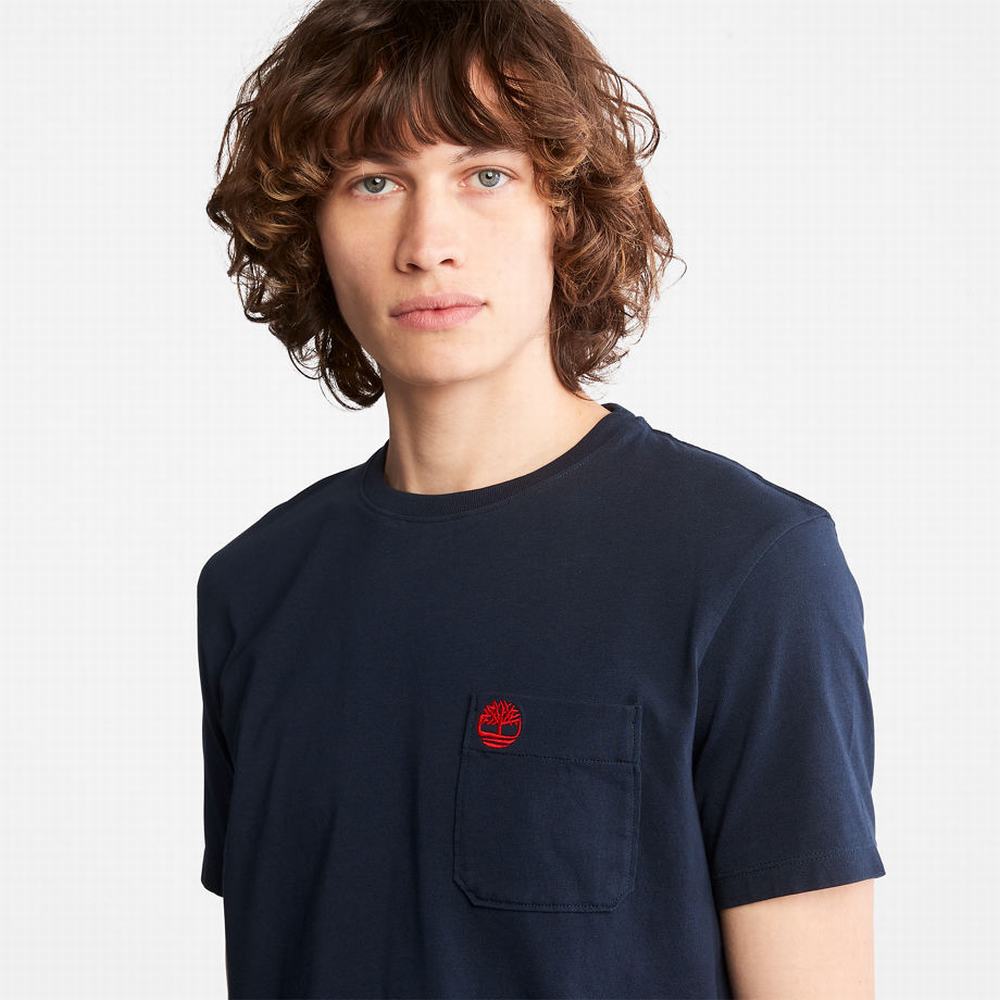 Pánské Tričko Timberland Dunstan River Pocket T-Shirt Tmavě Blankyt | TI23197-075