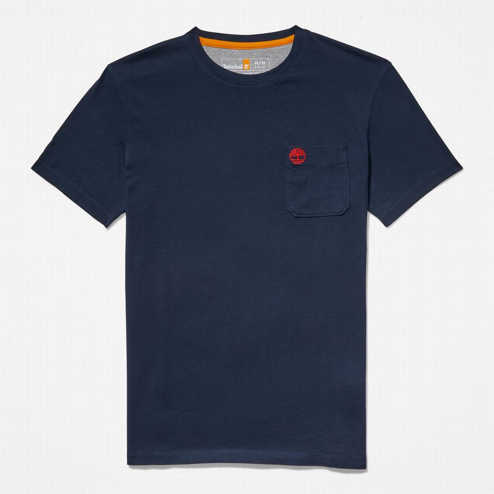 Pánské Tričko Timberland Dunstan River Pocket T-Shirt Tmavě Blankyt | TI23197-075