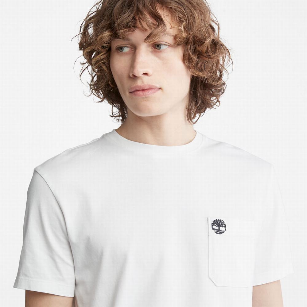 Pánské Tričko Timberland Dunstan River Pocket T-Shirt Bílé | TI24635-389
