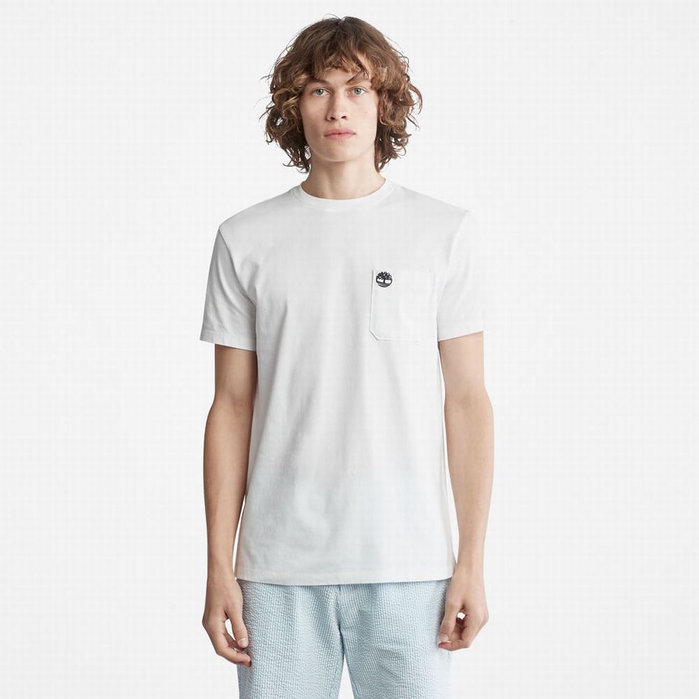 Pánské Tričko Timberland Dunstan River Pocket T-Shirt Bílé | TI24635-389