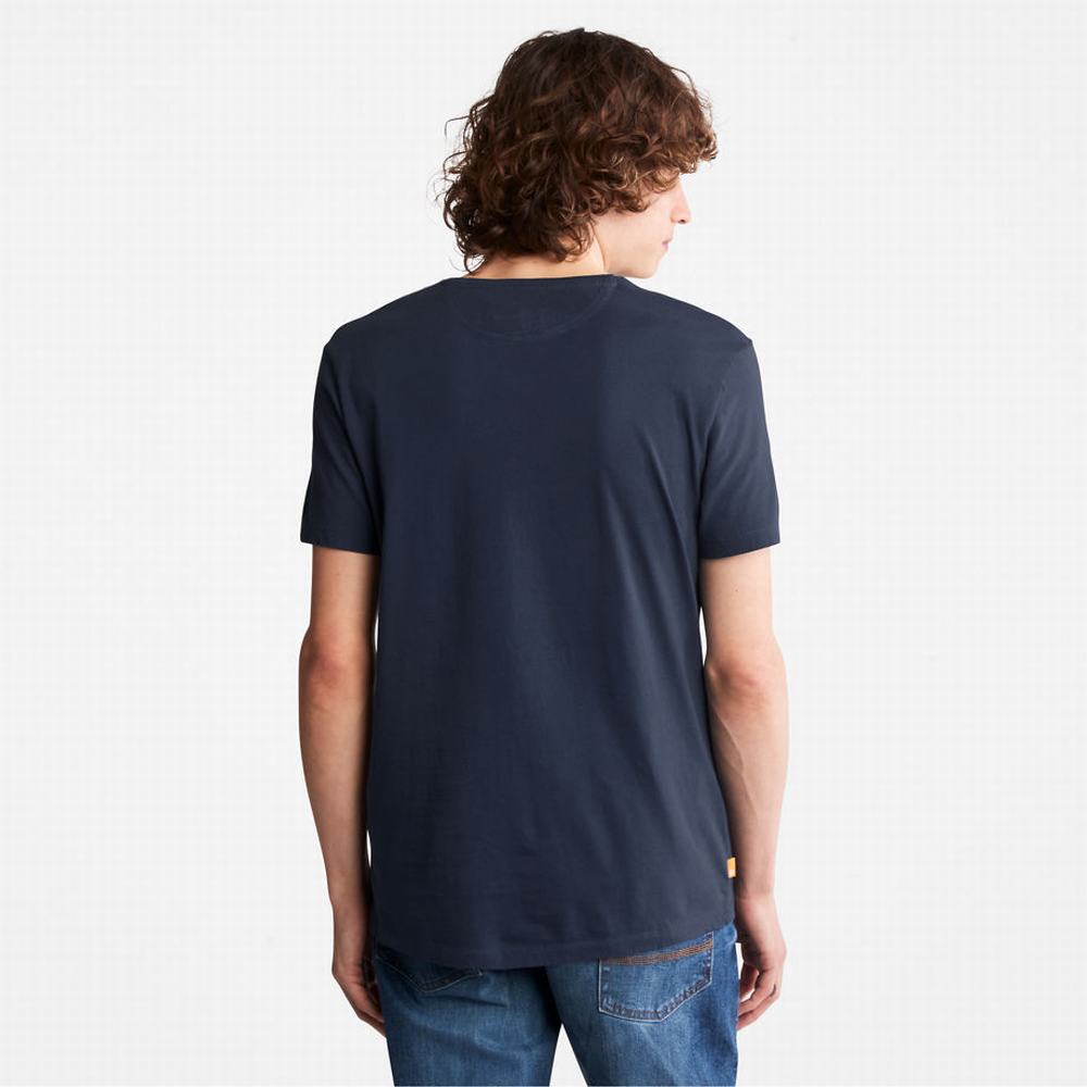 Pánské Tričko Timberland Dunstan River V-Neck T-Shirt Tmavě Blankyt | TI69254-195