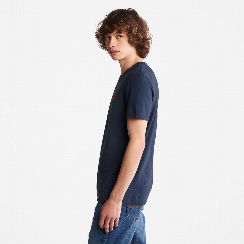 Pánské Tričko Timberland Dunstan River V-Neck T-Shirt Tmavě Blankyt | TI69254-195
