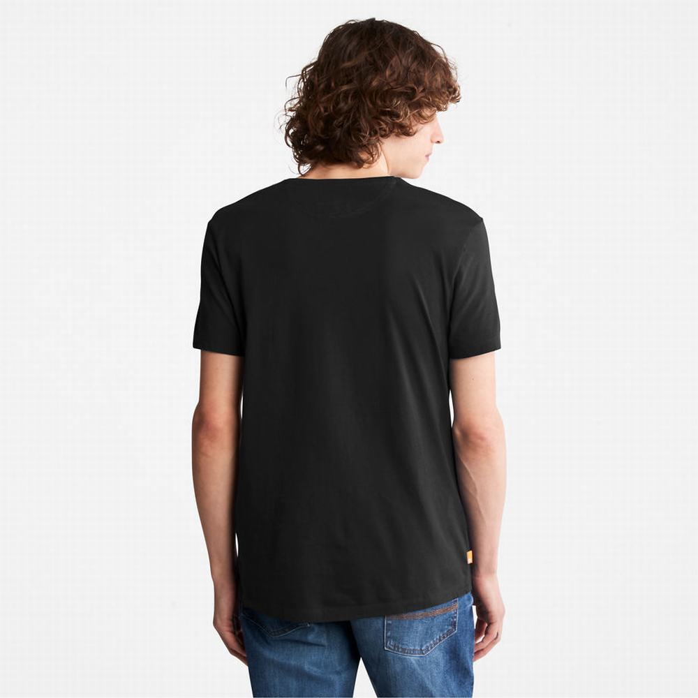 Pánské Tričko Timberland Dunstan River V-Neck T-Shirt Černé | TI97562-672