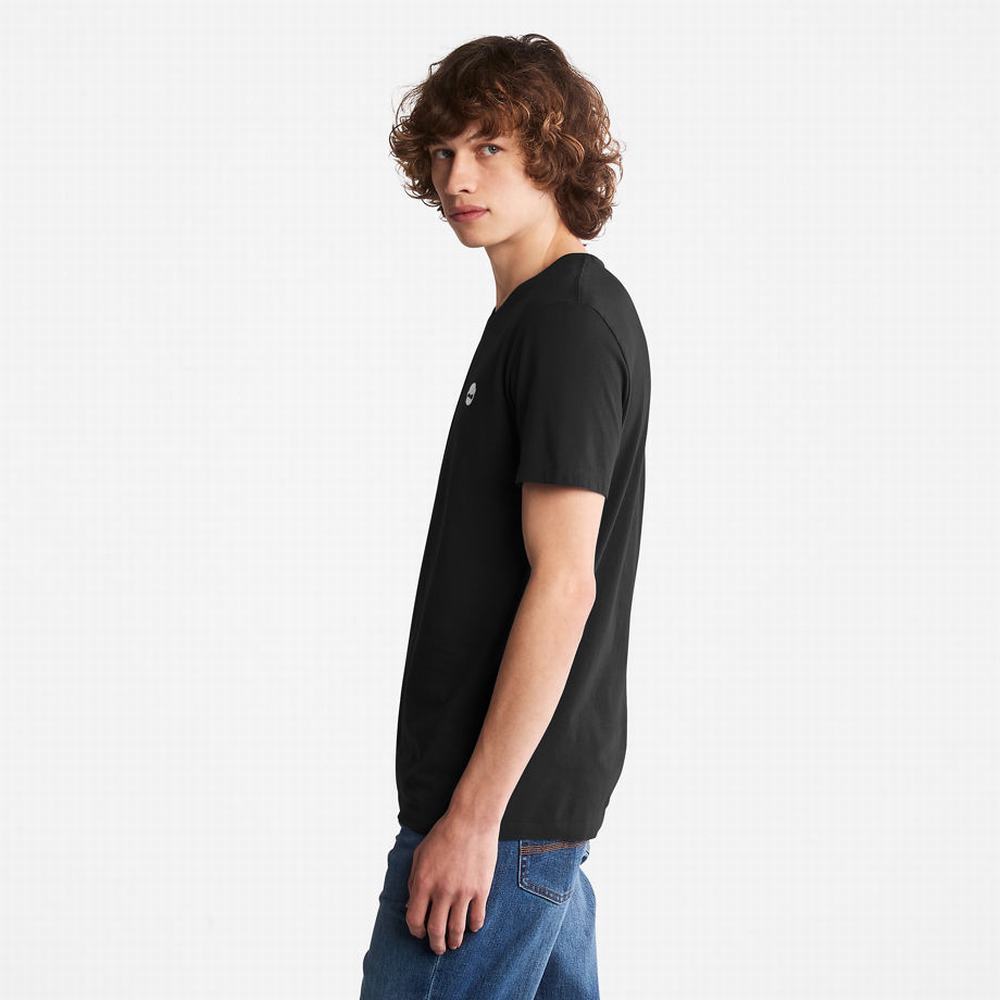 Pánské Tričko Timberland Dunstan River V-Neck T-Shirt Černé | TI97562-672