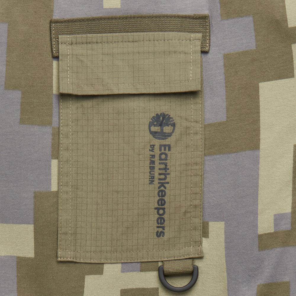 Pánské Tričko Timberland Earthkeepers® by Raeburn All Gender Print Pocket T-Shirt Zelene Maskáčové | TI43762-678