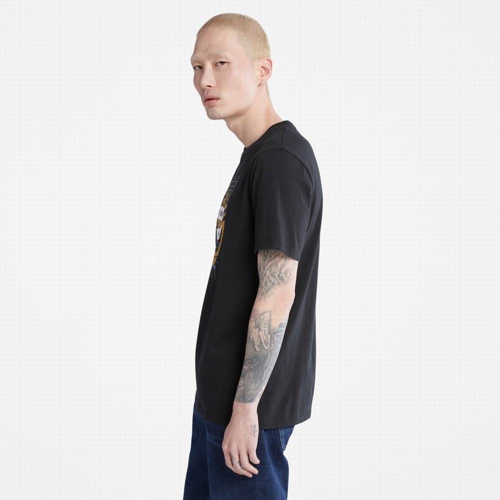 Pánské Tričko Timberland Front-Graphic T-Shirt Černé | TI91745-675