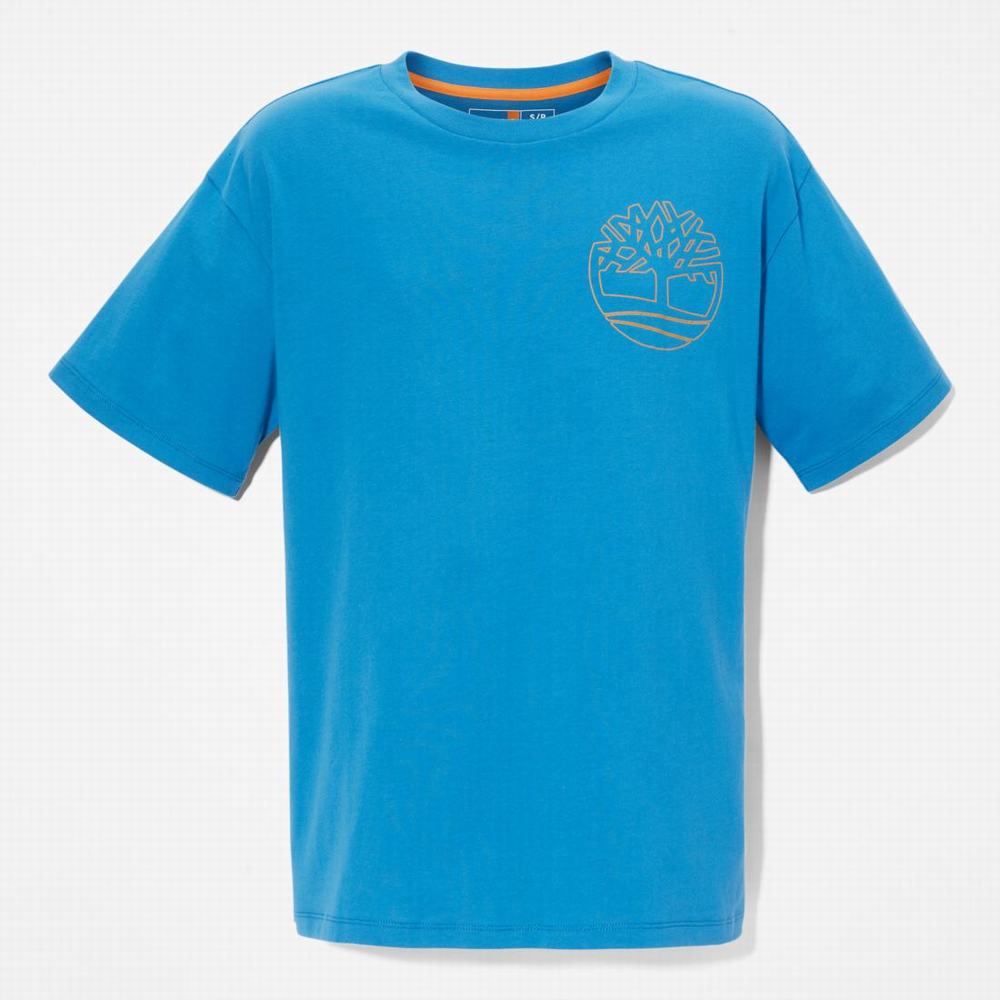Pánské Tričko Timberland Graphic-Logo T-Shirt Světle Blankyt | TI64231-417