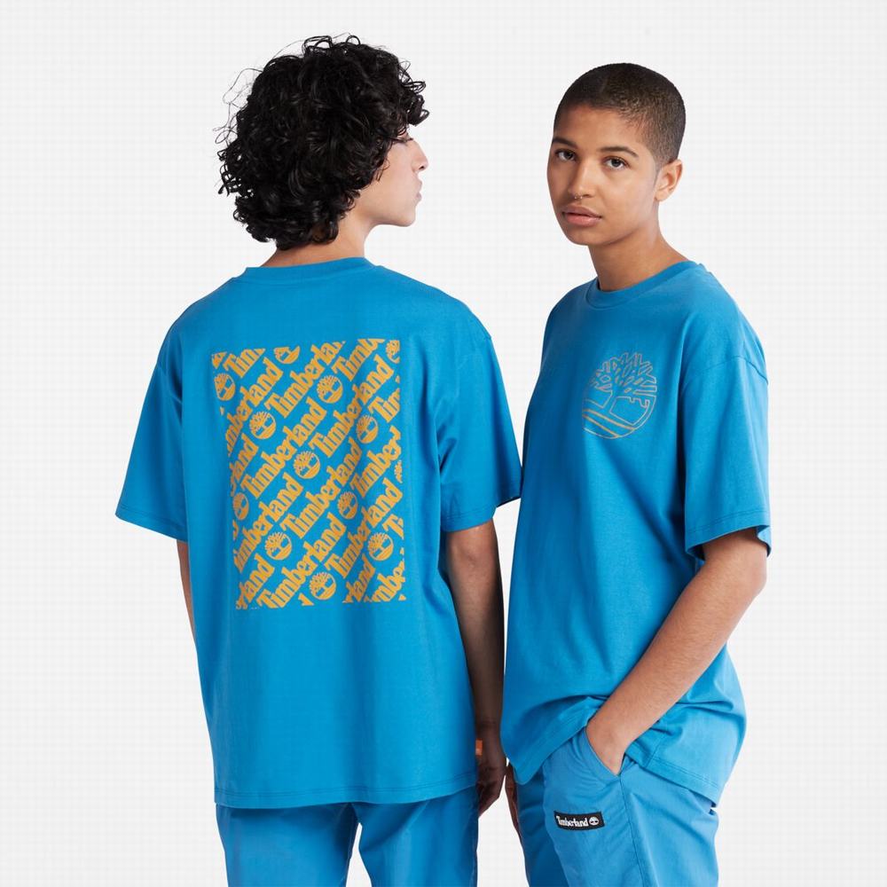 Pánské Tričko Timberland Graphic-Logo T-Shirt Světle Blankyt | TI64231-417