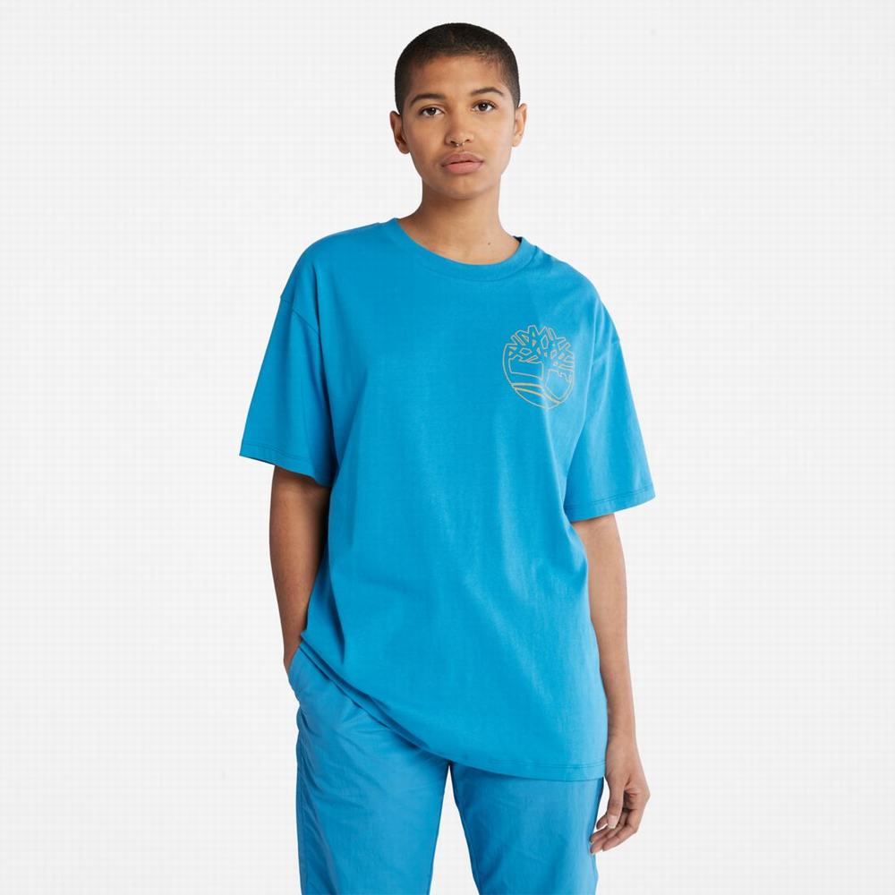 Pánské Tričko Timberland Graphic-Logo T-Shirt Světle Blankyt | TI64231-417