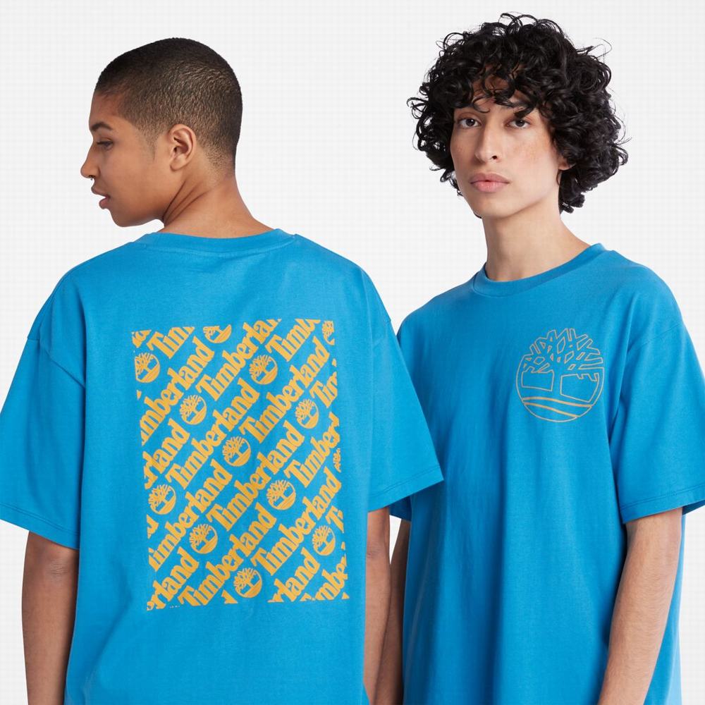 Pánské Tričko Timberland Graphic-Logo T-Shirt Světle Blankyt | TI64231-417