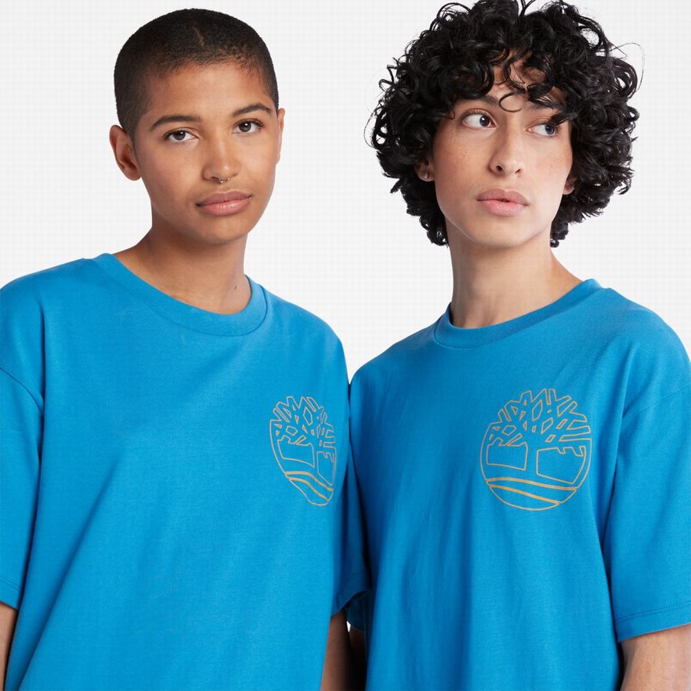 Pánské Tričko Timberland Graphic-Logo T-Shirt Světle Blankyt | TI64231-417