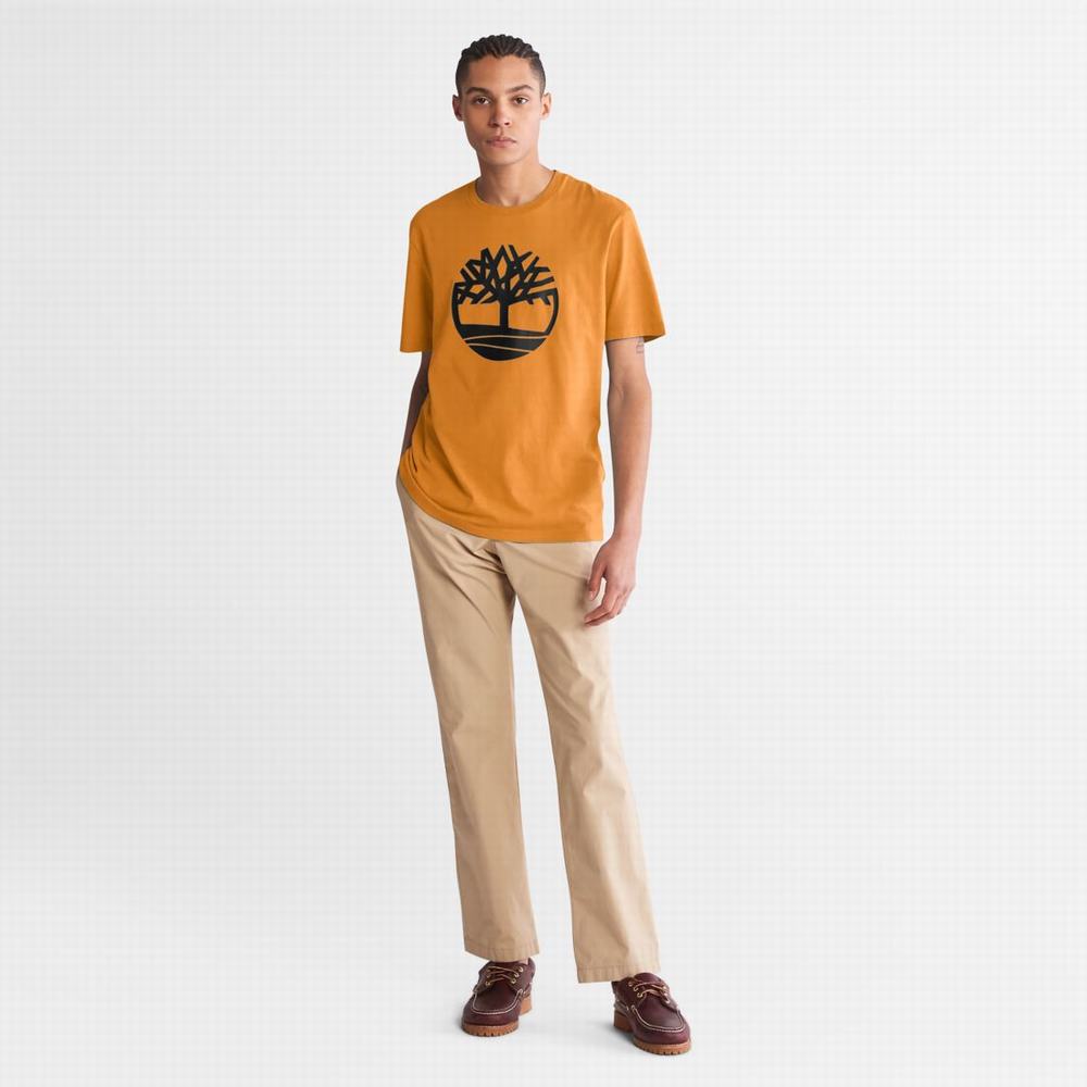 Pánské Tričko Timberland Kennebec River Tree-Logo Tee Hnědé | TI09184-943
