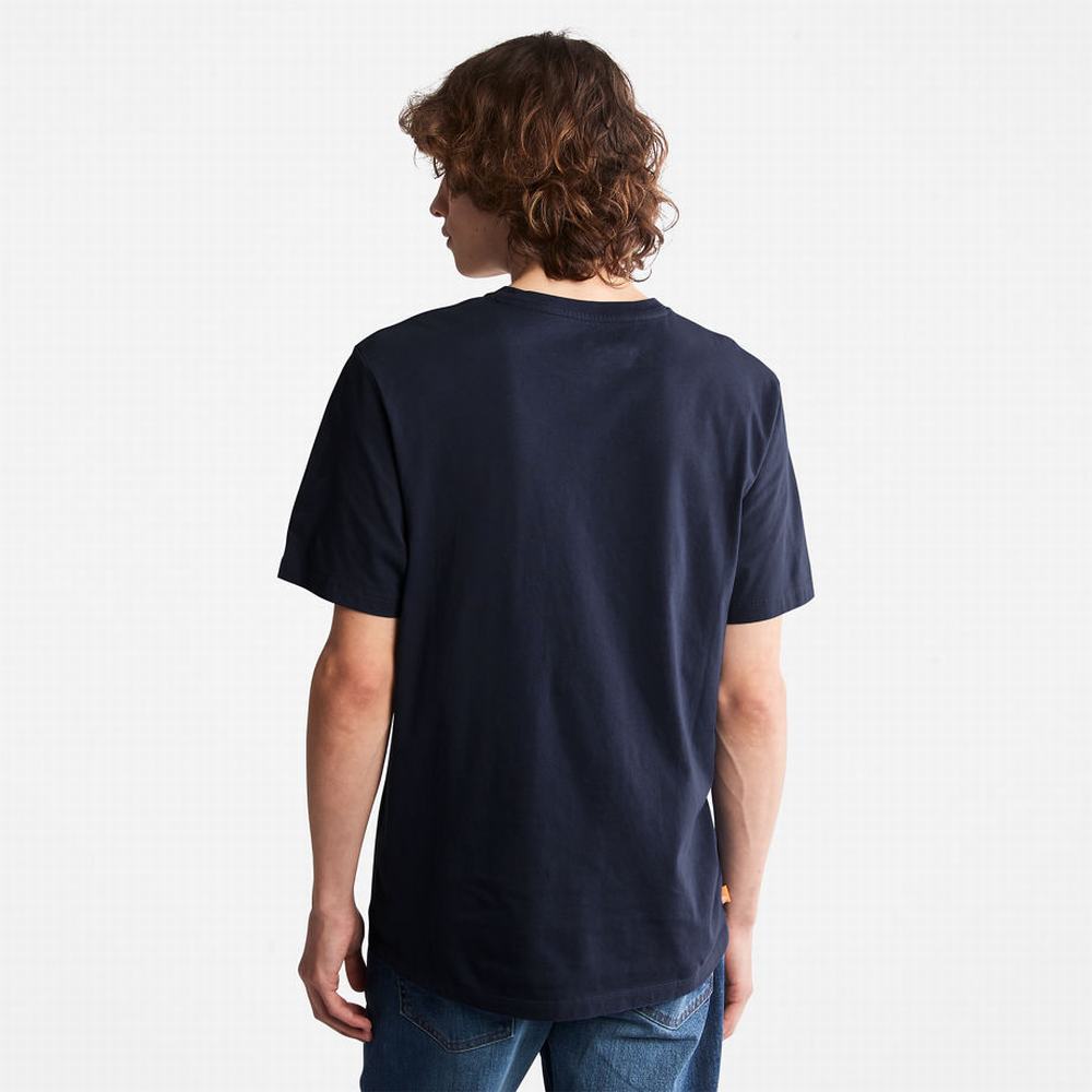 Pánské Tričko Timberland Kennebec River Tree Logo T-Shirt Tmavě Blankyt | TI35871-986