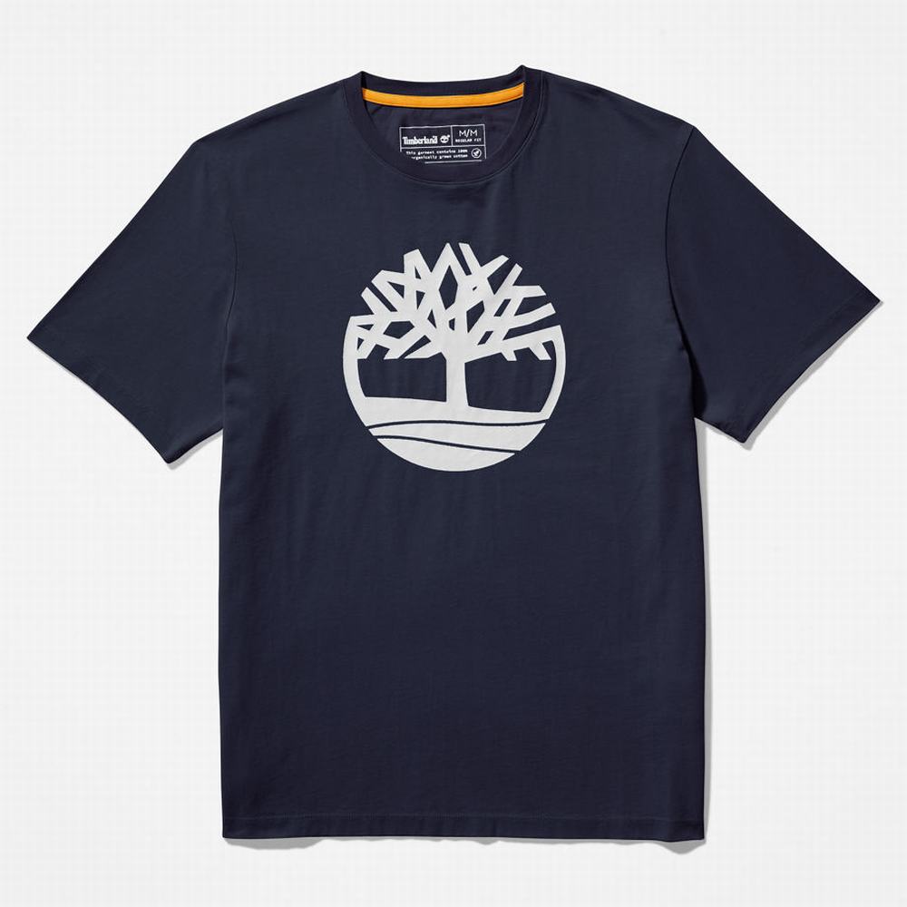 Pánské Tričko Timberland Kennebec River Tree Logo T-Shirt Tmavě Blankyt | TI35871-986