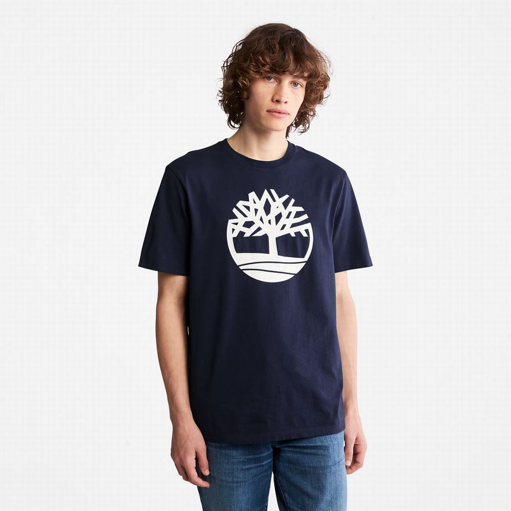 Pánské Tričko Timberland Kennebec River Tree Logo T-Shirt Tmavě Blankyt | TI35871-986