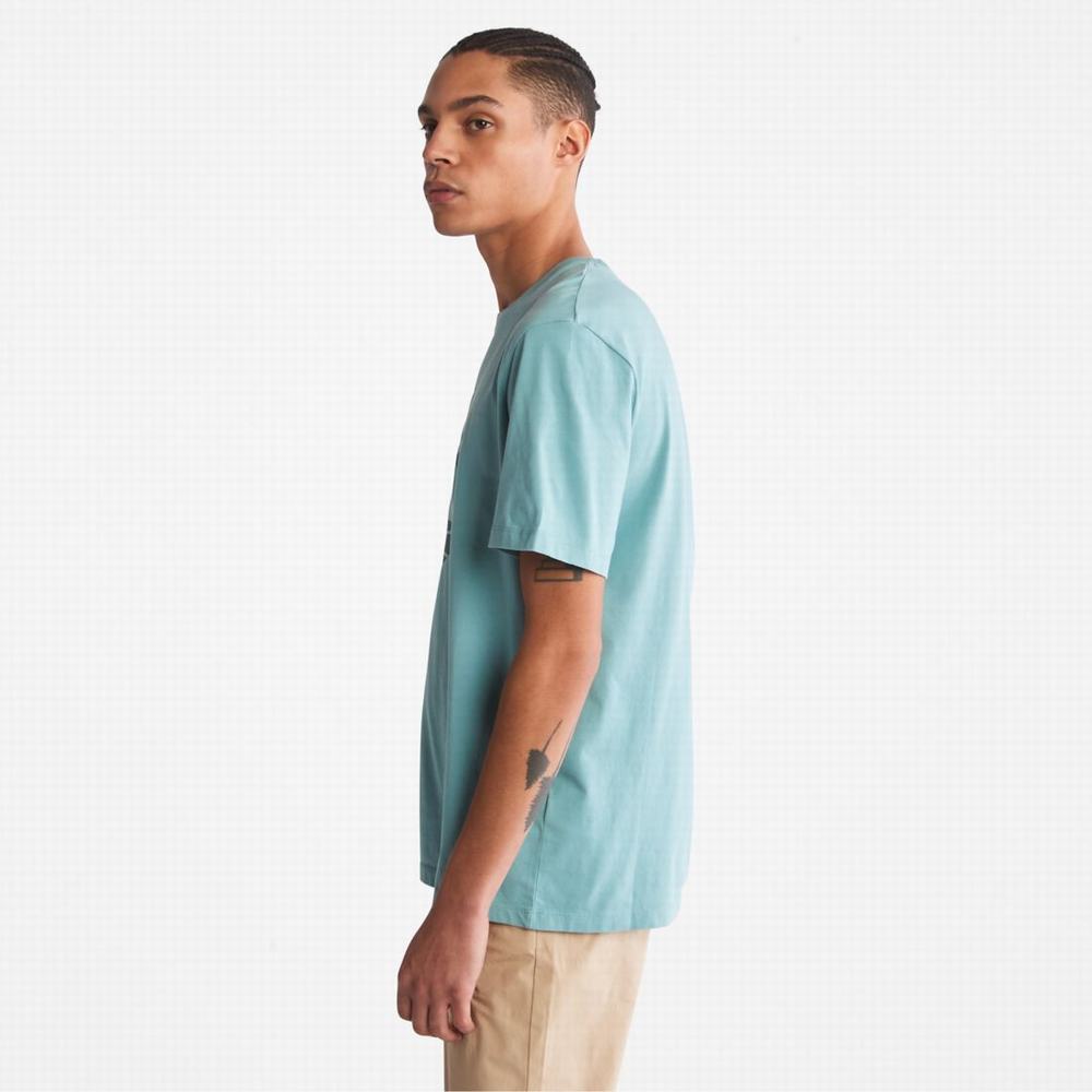 Pánské Tričko Timberland Kennebec River Tree-Logo Tee Blankyt | TI90317-765