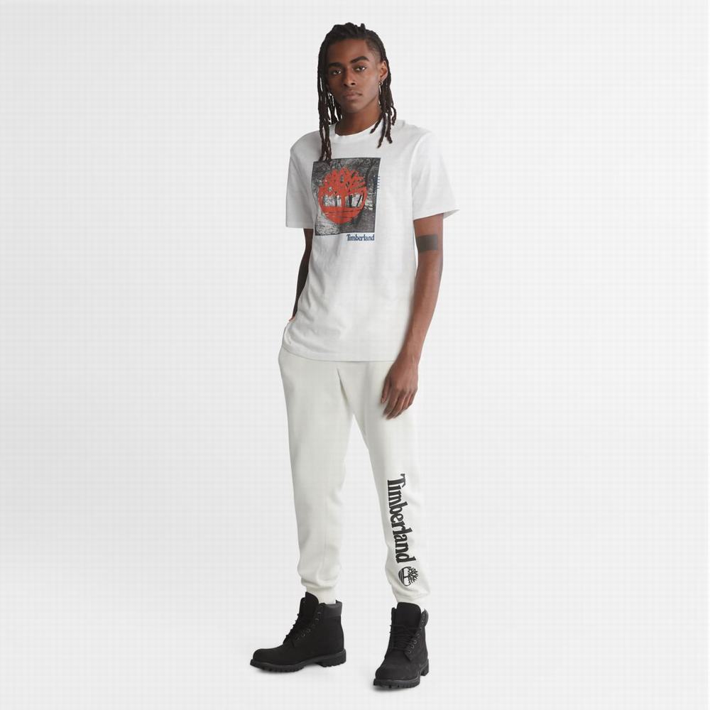 Pánské Tričko Timberland Logo Slub T-Shirt Bílé | TI36250-506