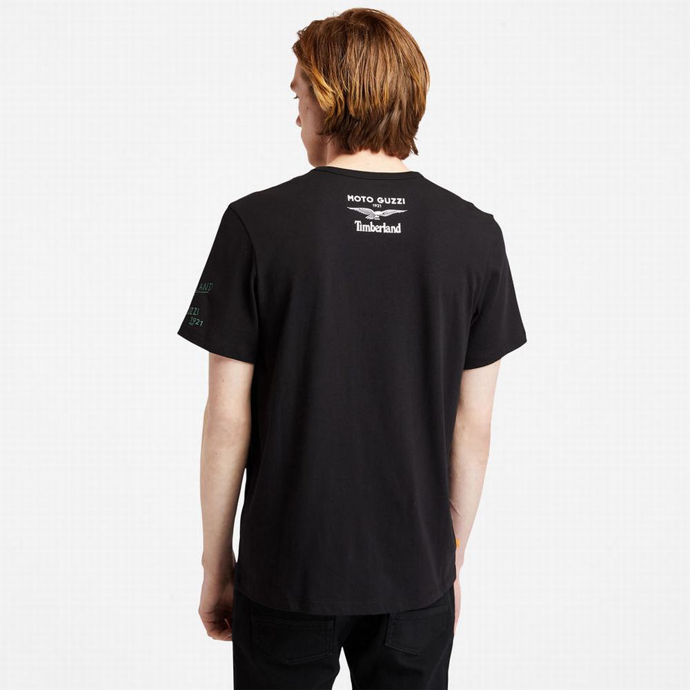Pánské Tričko Timberland Moto Guzzi X Timberland® Photo T-Shirt Černé | TI68570-318