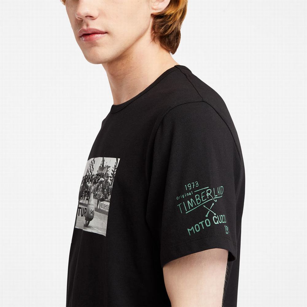 Pánské Tričko Timberland Moto Guzzi X Timberland® Photo T-Shirt Černé | TI68570-318