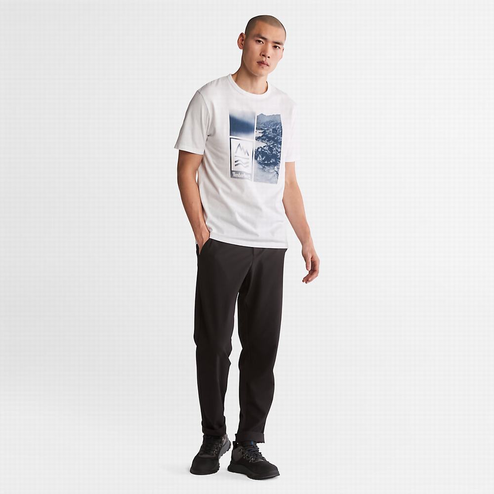 Pánské Tričko Timberland Mountains-to-Rivers Print T-Shirt Bílé | TI38769-567