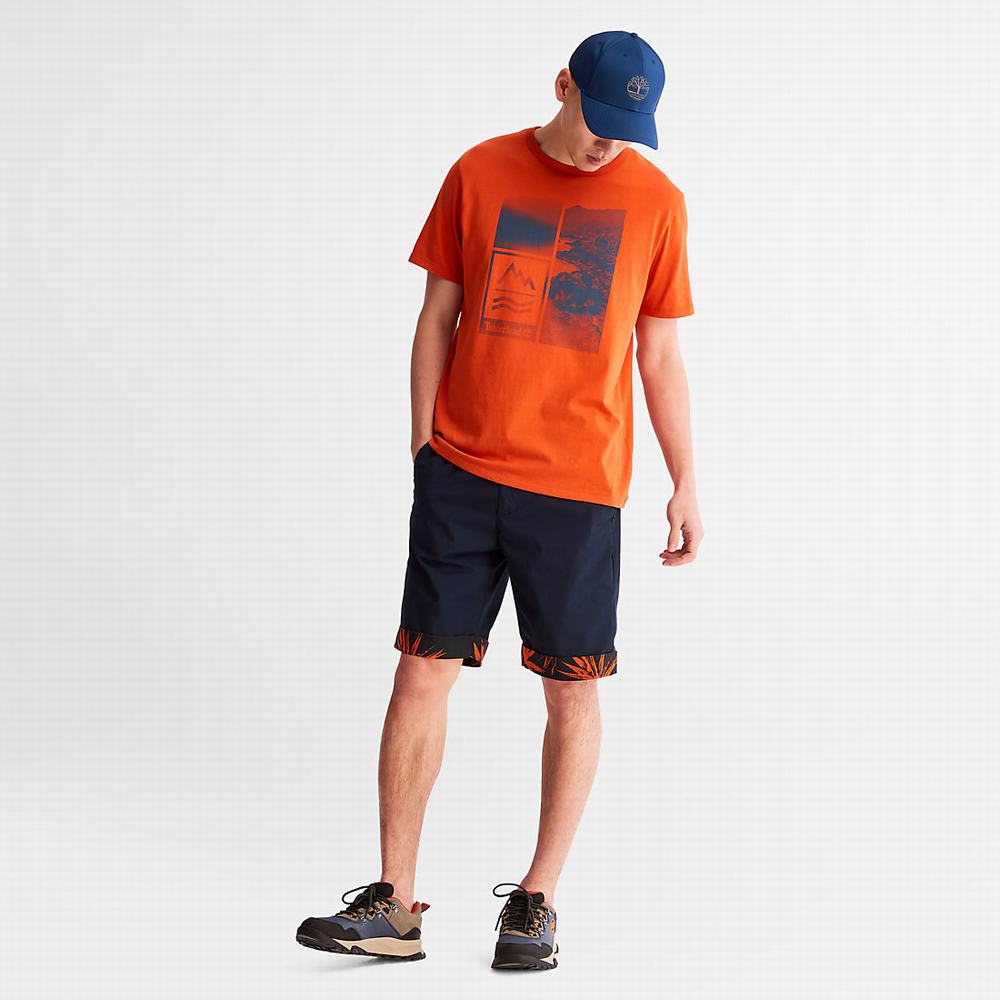 Pánské Tričko Timberland Mountains-to-Rivers Print T-Shirt Oranžové | TI90471-630
