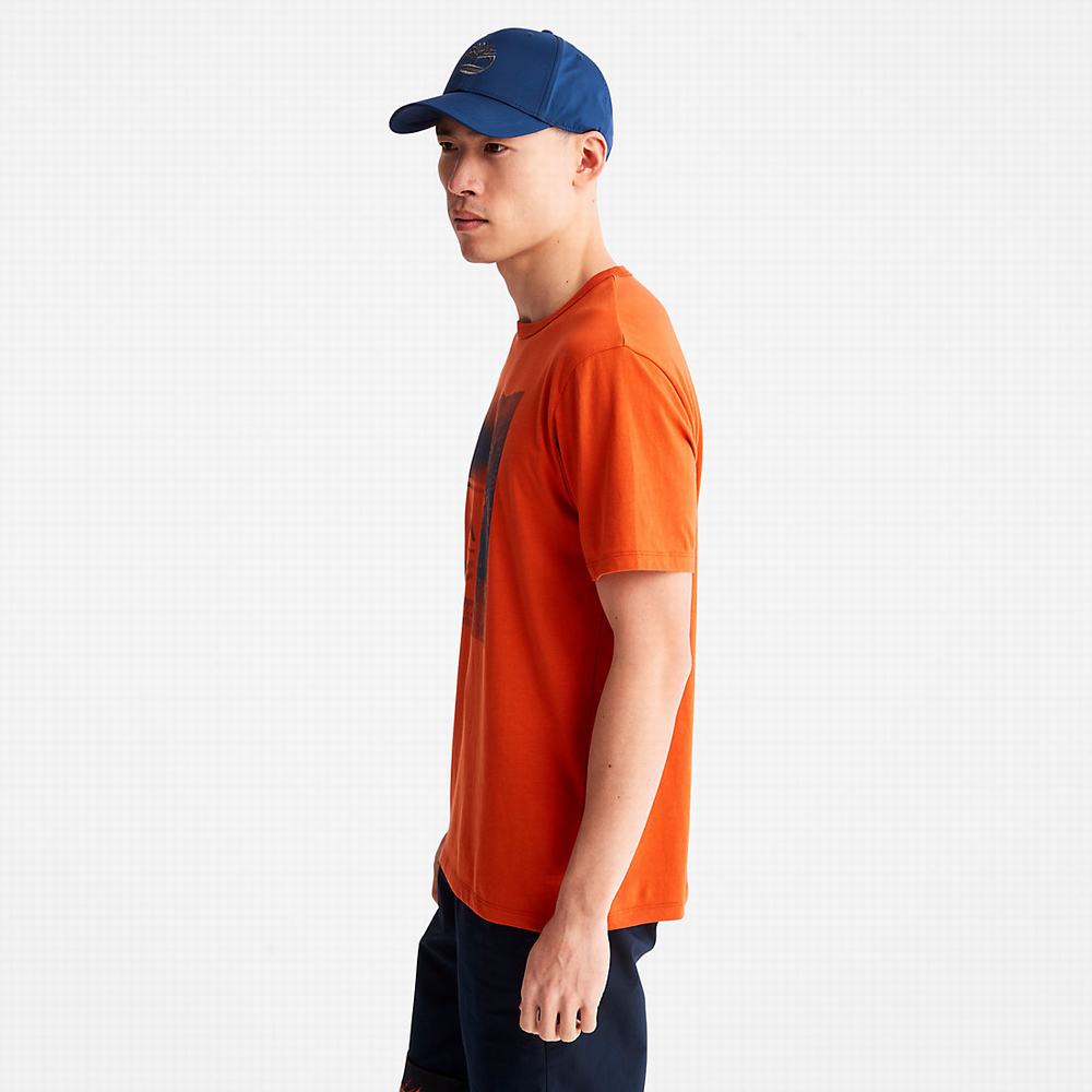 Pánské Tričko Timberland Mountains-to-Rivers Print T-Shirt Oranžové | TI90471-630