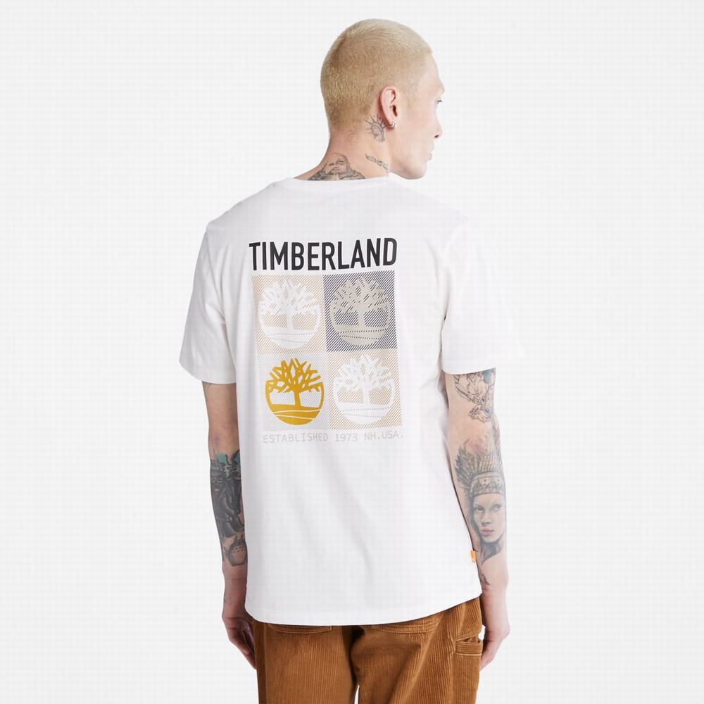 Pánské Tričko Timberland Multi-Logo Back-Graphic T-Shirt Bílé | TI76512-647