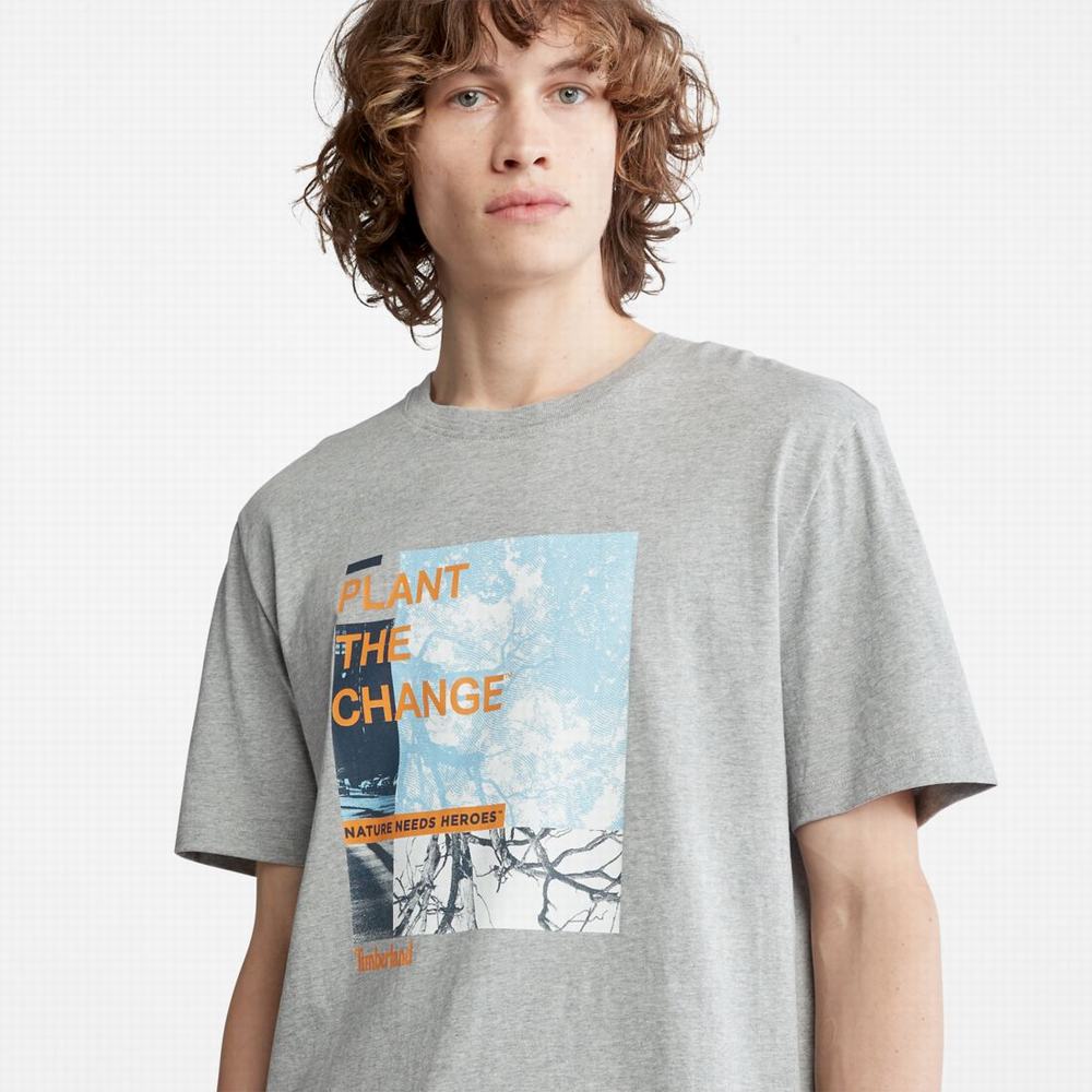 Pánské Tričko Timberland Nature Needs Heroes™ Front-Graphic T-Shirt Šedé | TI63204-408