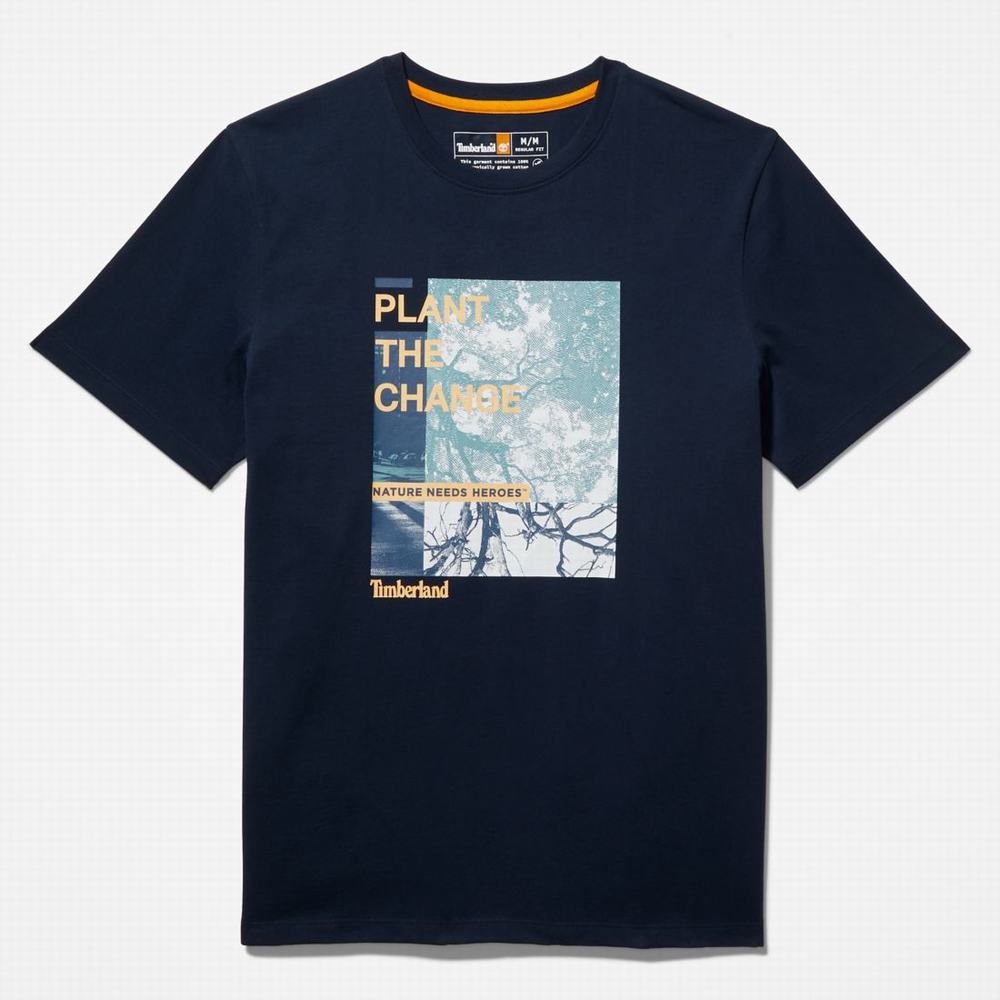 Pánské Tričko Timberland Nature Needs Heroes™ Front-Graphic T-Shirt Tmavě Blankyt | TI85497-980