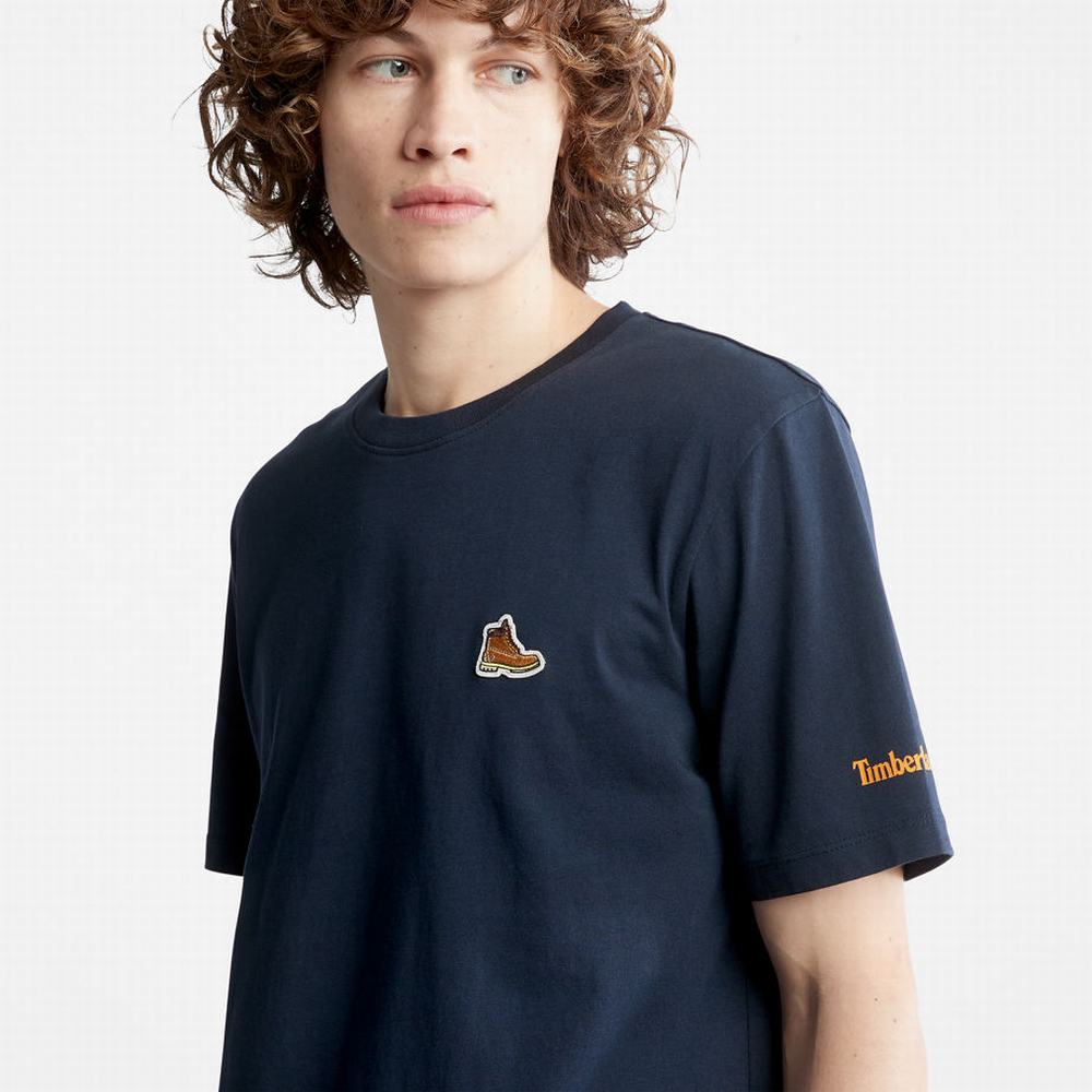 Pánské Tričko Timberland Organic Bavlněné Boot T-Shirt Tmavě Blankyt | TI27035-246