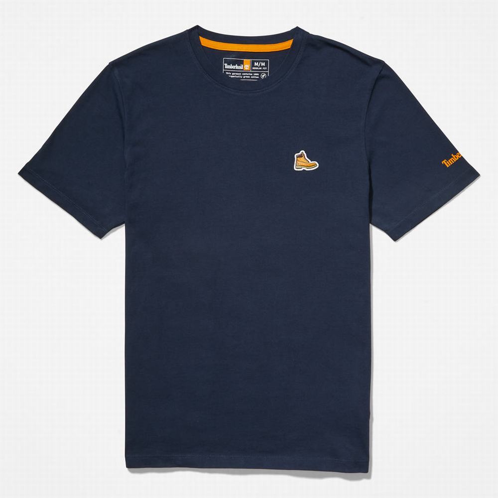 Pánské Tričko Timberland Organic Bavlněné Boot T-Shirt Tmavě Blankyt | TI27035-246