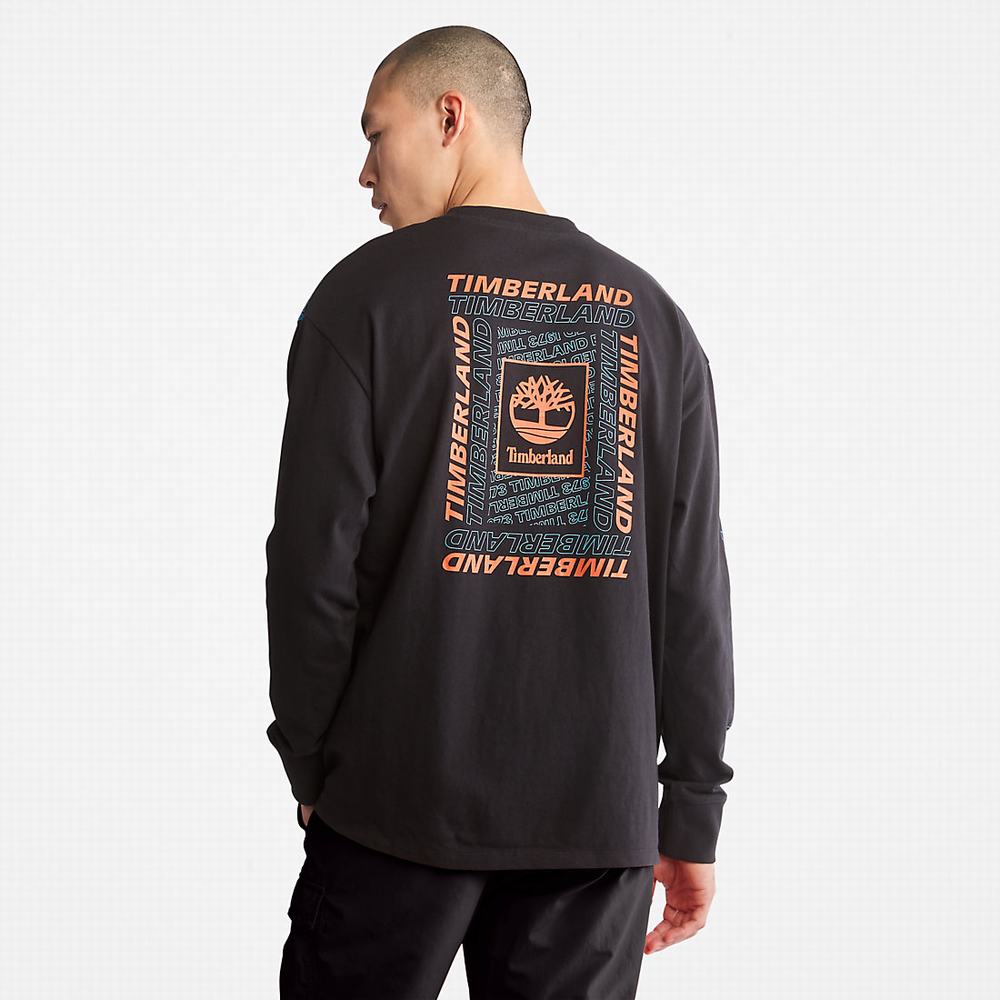 Pánské Tričko Timberland Outdoor Archive Long-sleeved Graphic T-Shirt Černé | TI91534-893