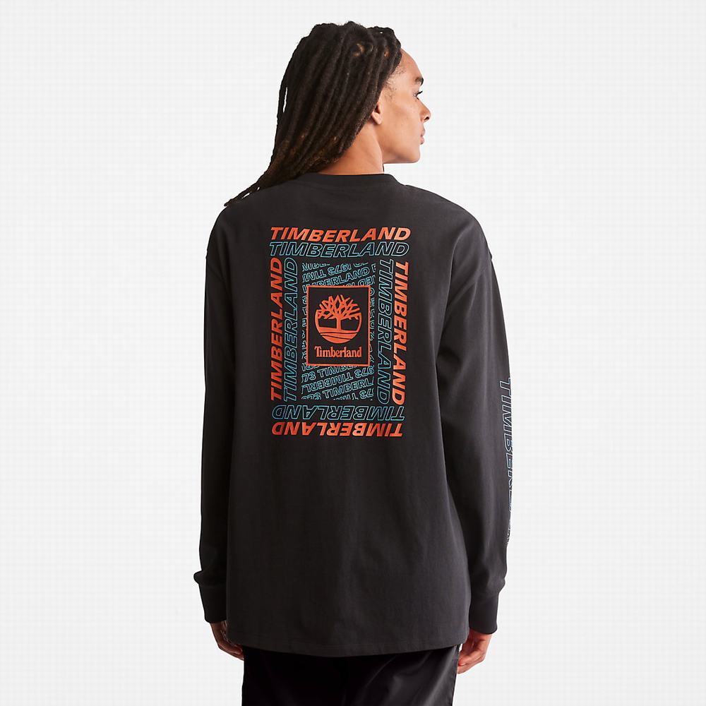 Pánské Tričko Timberland Outdoor Archive Long-sleeved Graphic T-Shirt Černé | TI91534-893